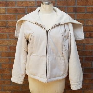 J crew*cream*corduroy*lined*jacket with a hood